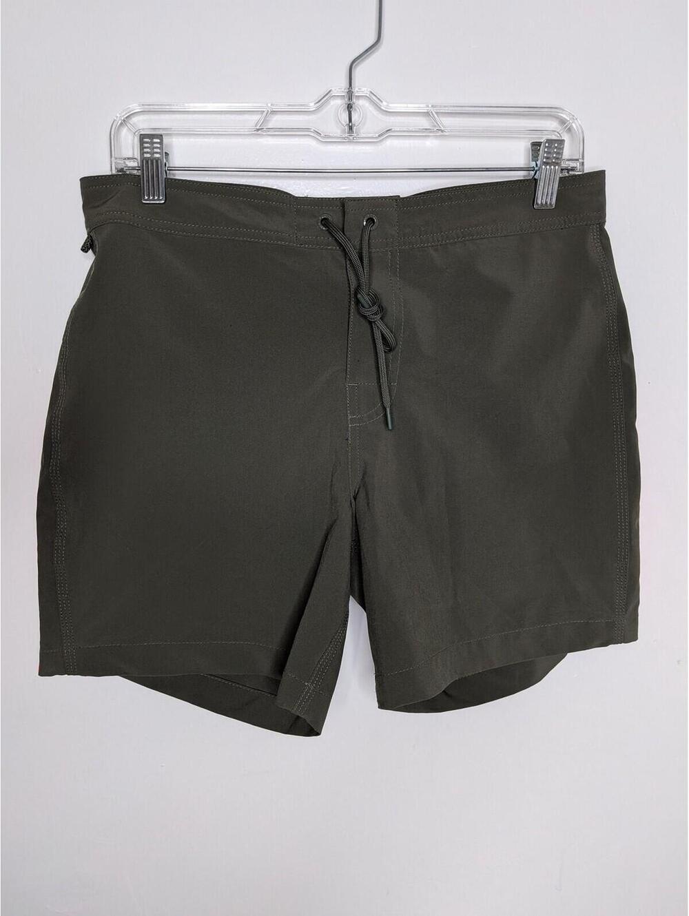 Sundek Swim Shorts Mens 30 Green Stripe Board Shorts Drawstring Back Pocket